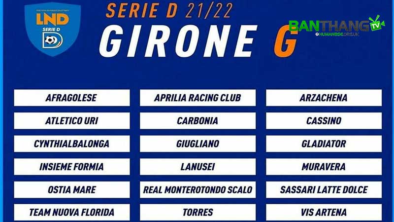 Serie D bao gồm 162 đội được phân chia thành 9 khu vực (girone)
